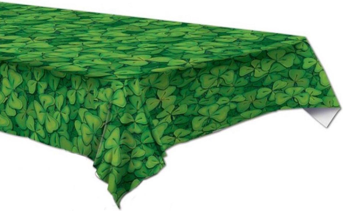 360 DEGREES - Plastic groen tafelkleed met klavers 137 x 274 cm - Decoratie > Tafelkleden, placemats en tafellopers